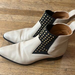 Chloe ankle boots with brass studs.